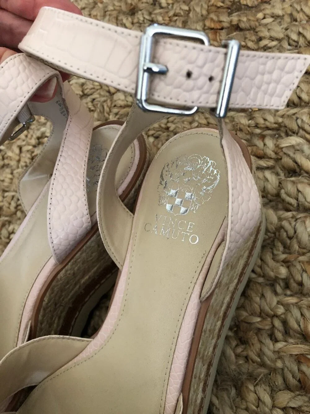 Vince Camuto Pink Martinda Espadrille Wedge Criss Cross Sandal-Size 9.5